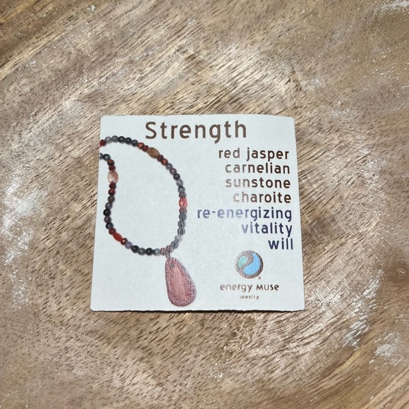 Energy Muse Strength Red Jasper, Carnelian, Sunstone & Charoite Beaded Necklace - Picture 12 of 13